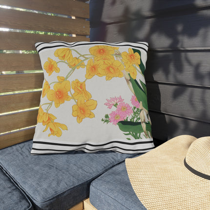 Golden Bow Orchid by Tanigami Kônan Outdoor Pillows
