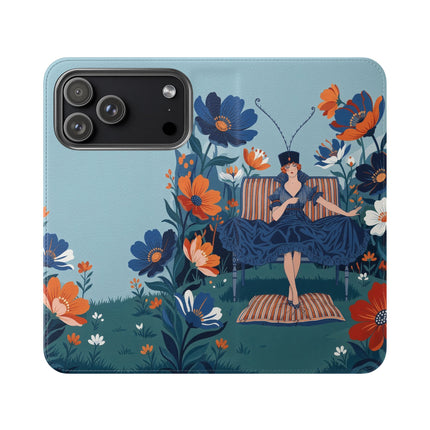 🌺🎩 The Lady Of The Grand Flower Garden Flip Case – Art Deco Floral Fantasy