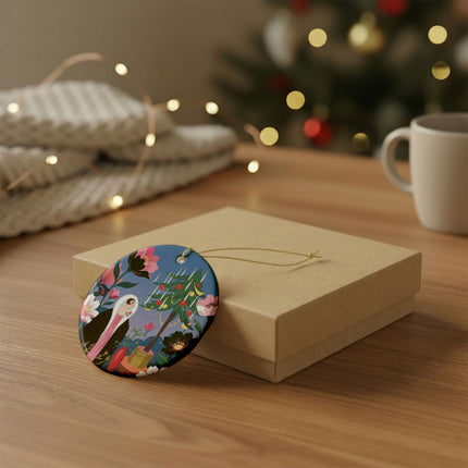 🌹🎄 The Lady Of The Candlelit Rose Tree Ceramic Ornament – Art Deco Christmas Garden