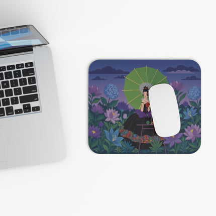 🧶🌸 The Garden Knitting Hour Mouse Pad – Art Deco Floral Whimsy