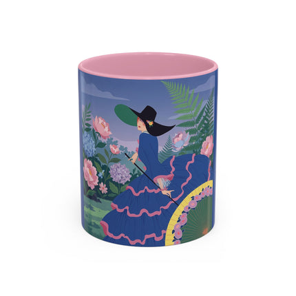 The Lady Of The Garden Stroll Colorful Mugs – Art Deco Botanical Elegance