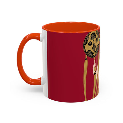 Butterfly Empress of the Crimson Pavilion Colorful Mug (11oz, 15oz) – Art Deco Beauty, Butterfly Elegance & Ornamental Style