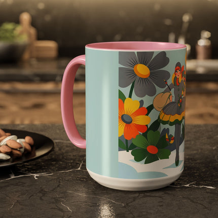❄️🌼 The Winter Flower Wanderer Colorful Mug – Colorful Art Deco Snow Fantasy