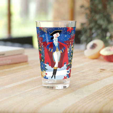 🎭❄️ The Christmas Masquerade Lady Pint Glass – Art Deco Holiday Fantasy