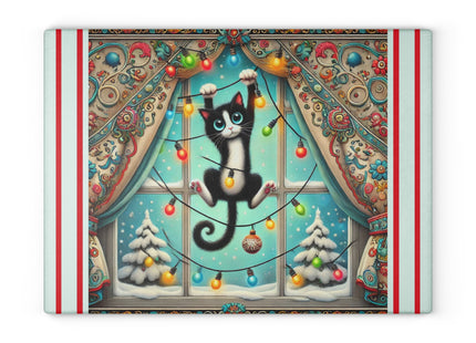 Mischief in Tinselland Glass Cutting Board