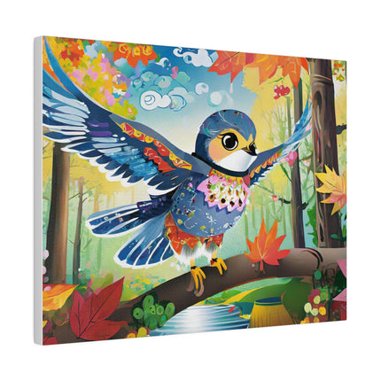 Baby Hawk Plays in Forest Matte Canvas, Stretched, 0.75"
