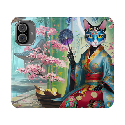 🌸✨ Cyberpunk Geisha Flip Case – Neon Elegance & Futuristic Grace
