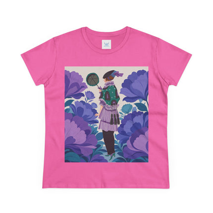 💜🌸 The Violet Garden Promenade Cotton Tee – Art Deco Floral Fashion