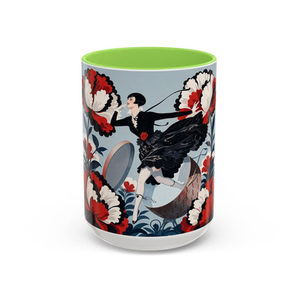 ❤️🌺 The Scarlet Blossom Dancer Colorful Mug – Art Deco Fashion Whimsy