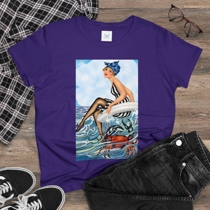 Playful Waves and Fashion Follies Women's Midweight Cotton Tee