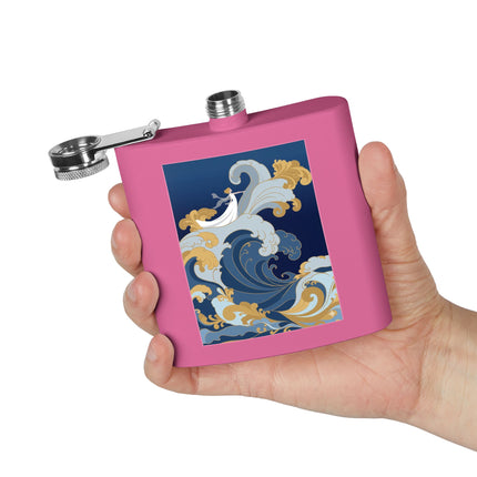 Wave Enchantress Flask – Oceanic Grace & Golden Tides
