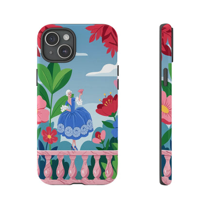 🌺🪭 The Lady Of The Grand Flower Terrace Phone Case – Art Deco Garden Elegance