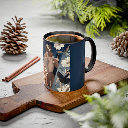 🌸✨ The Midnight Magnolia Masquerade Colorful Mug – Art Deco Nocturne