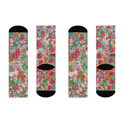 Colorful Flower Pattern by Owen Jones Cushioned Crew Socks