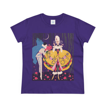 🌹🌙 The Queen Of The Midnight Roses Cotton Tee – Art Deco Garden Fantasy