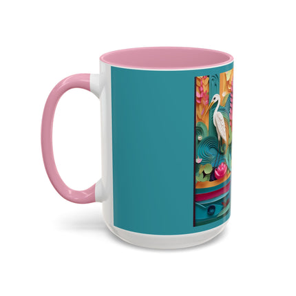 Elegant Egret Oasis Colorful Mugs (11oz, 15oz)