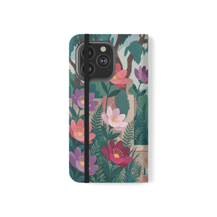 🌺🎭 The Garden Courtship Flip Case – Art Deco Floral Romance