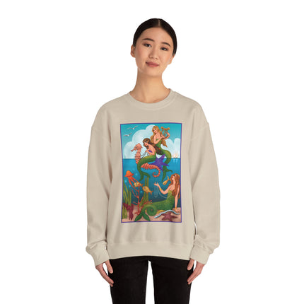 Three Mermaids with Strings of Pearls by Carlo Chiostri Heavy Blend™ Crewneck Sweatshirt
