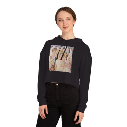 Madonna with Child surrounded by musical angels by Gerda Wegener Women’s Cropped Hooded Sweatshirt