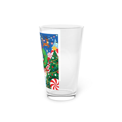 🦌🍬 The Lady Of The Peppermint Christmas Garden Pint Glass – Colorful Art Deco Holiday Fantasy