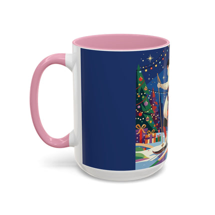 🌙🎿 The Moonlit Christmas Skier Colorful Mug – Whimsical Holiday Fantasy