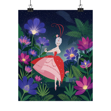 🌙🌺 The Lady Of The Midnight Flower Garden Matte Vertical Poster – Art Deco Floral Whimsy