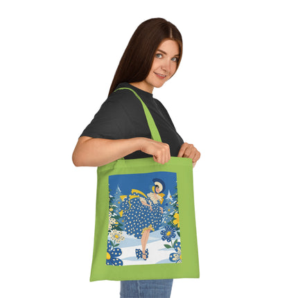 💙🎄 The Bluebell Christmas Promenade Cotton Tote Bag – Art Deco Holiday Elegance