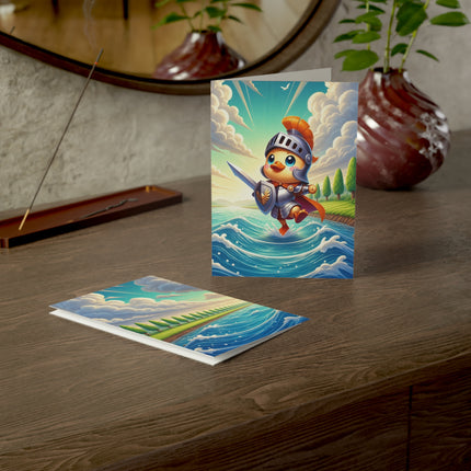 🦆⚔️ The Little Duck Knight’s River Quest Greeting Card – Whimsical Animal Adventure