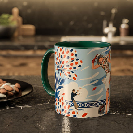 🌼🧡 The Polka Dot Wind Dancer Colorful Mug – Art Deco Fashion Whimsy