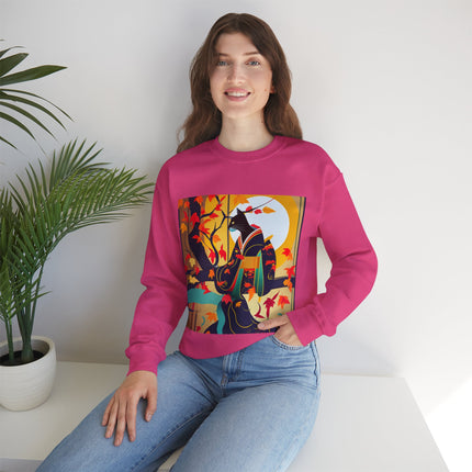 Black Cat in Kimono Unisex Heavy Blend™ Crewneck Sweatshirt