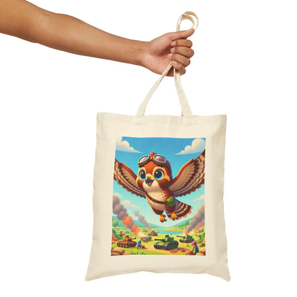 The Red-Tailed Hawk in Battle Cotton Canvas Tote Bag – Flight, Courage & High-Flying Adventure