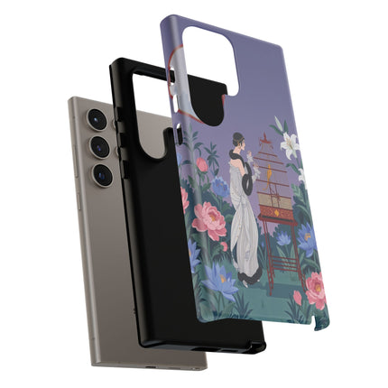 🌸🐦 The Lady Of The Garden Birdcage Phone Case – Art Deco Floral Elegance