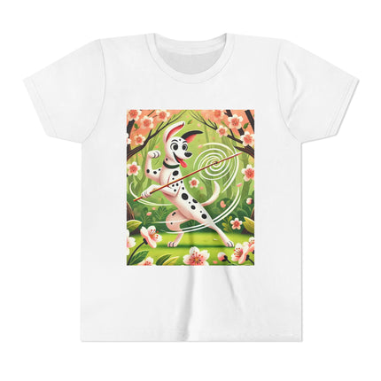 Dalmatian Dance in the Cherry Blossom Grove Youth Short Sleeve Tee