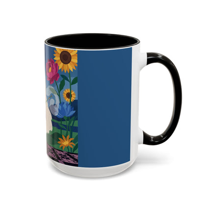 The Lady Of The Golden Parasol Colorful Mugs – Art Deco Botanical Elegance