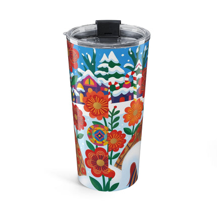 🌺❄️ The Lady Of The Winter Folk Bloom Tumbler – Art Deco Holiday Fantasy