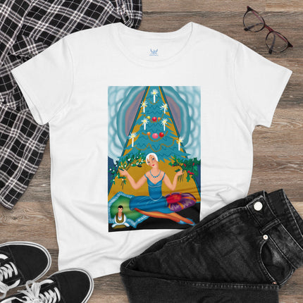 Art Deco Christmas Elegance Women's Midweight Cotton Tee