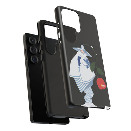 Blue & White Porcelain Geisha Phone Case – Elegant Mystery & Floral Grace
