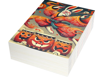 Jack-O’-Lantern Drums & The Kabuki Rabbit Postcards (envelopes included) - Bundles of 10, 30, 50 Pieces