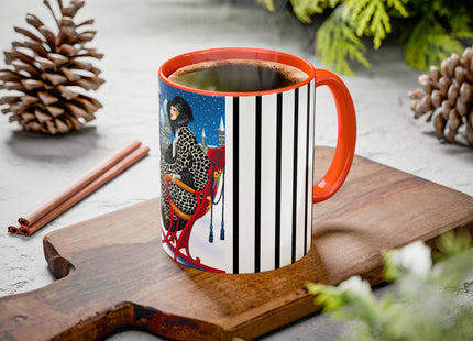 Elegant Winter Woman in Sleigh Colorful Mugs (11oz, 15oz)