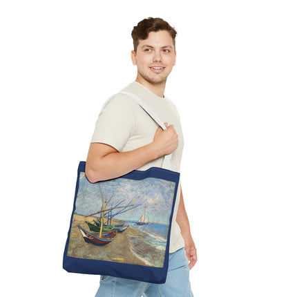 Fishing Boats on the Beach at Saintes-Maries by Vincent Van Gogh Tote Bag (AOP)