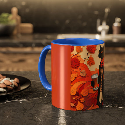 Siamese Cat at an Autumn Harvest Fair Colorful Mugs (11oz, 15oz)