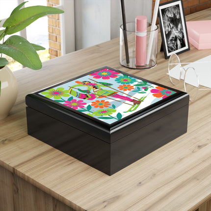 🎿🌸 The Winter Flower Adventurer Jewelry Box – Colorful Ski Fantasy