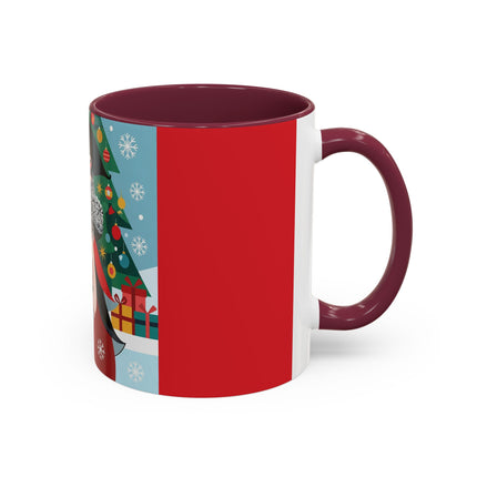 ❤️ The Lady Of The Crimson Scarf Colorful Mug – Art Deco Christmas Elegance