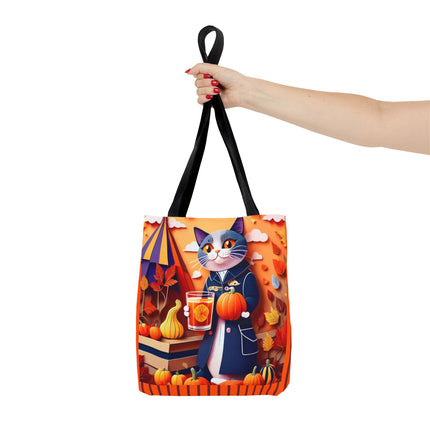 British Shorthair at an Autumn Market Tote Bag (AOP)