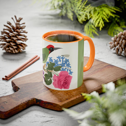 Woodpecker & Rose Colorful Mugs – Vibrant Spring & Bold Beauty
