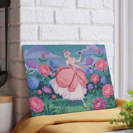🌸🎭 The Rose Garden Masquerade Glass Cutting Board – Art Deco Floral Elegance
