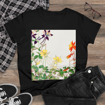 Aquilegia Flowers by Tanigami Kônan Women's Midweight Cotton Tee