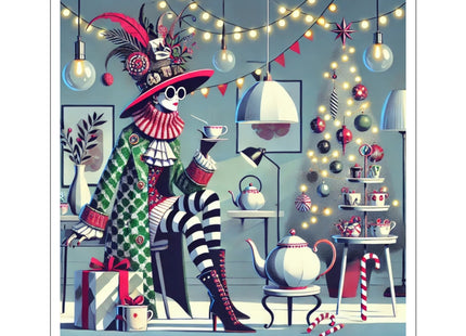 Whimsical Christmas Tea Party Kiss-Cut Stickers (4 Sizes)