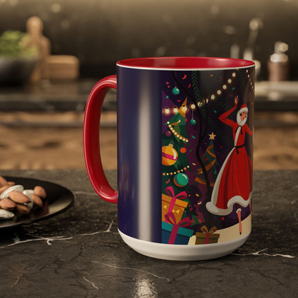 🎄❄️ The Christmas Snowball Dance Colorful Mug – Whimsical Holiday Fashion Fantasy