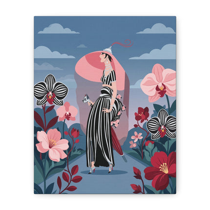 🌸🖤 The Striped Orchid Promenade Placemat – Art Deco Floral Fashion